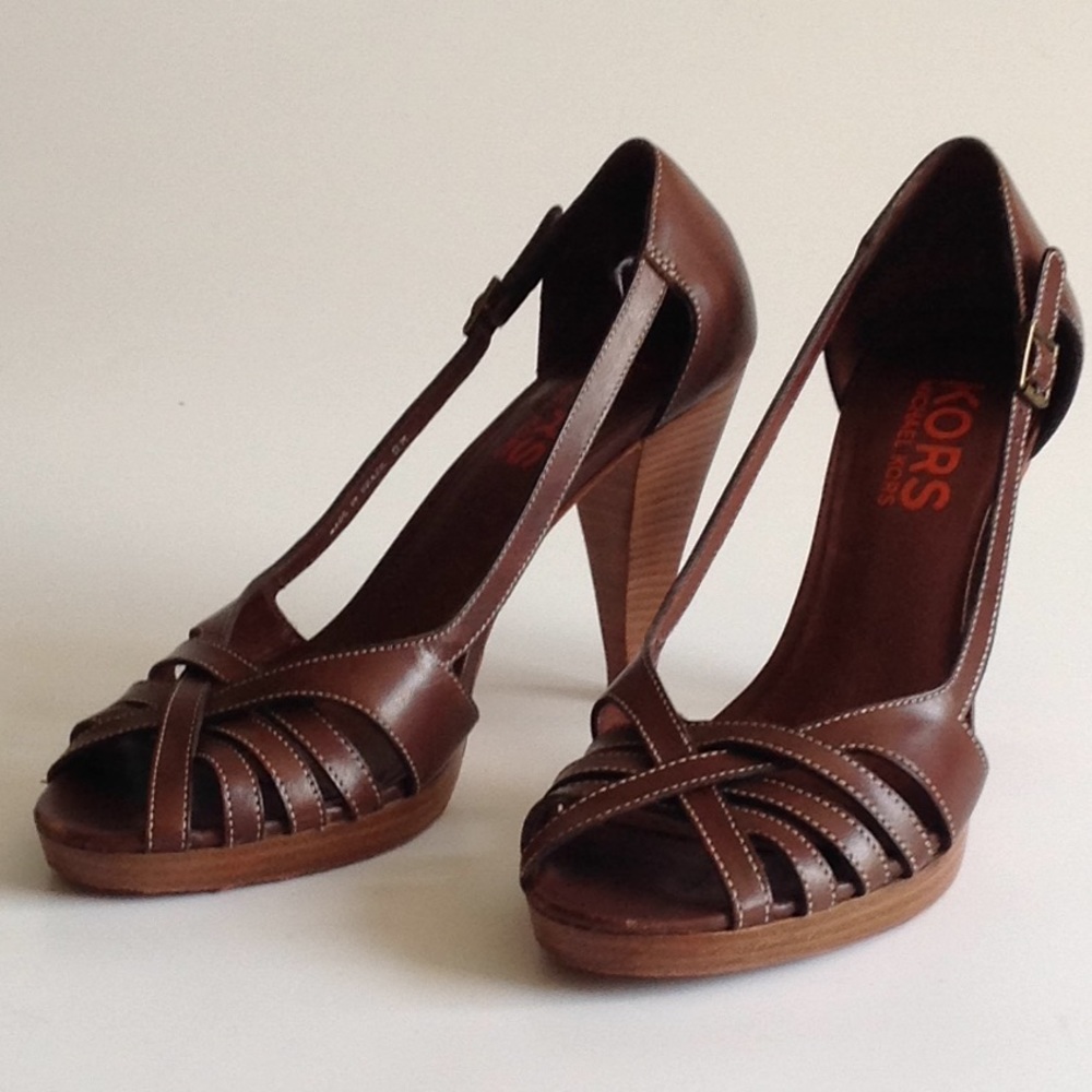 Kors Michael Kors Brown Strappy Heel Sanda…